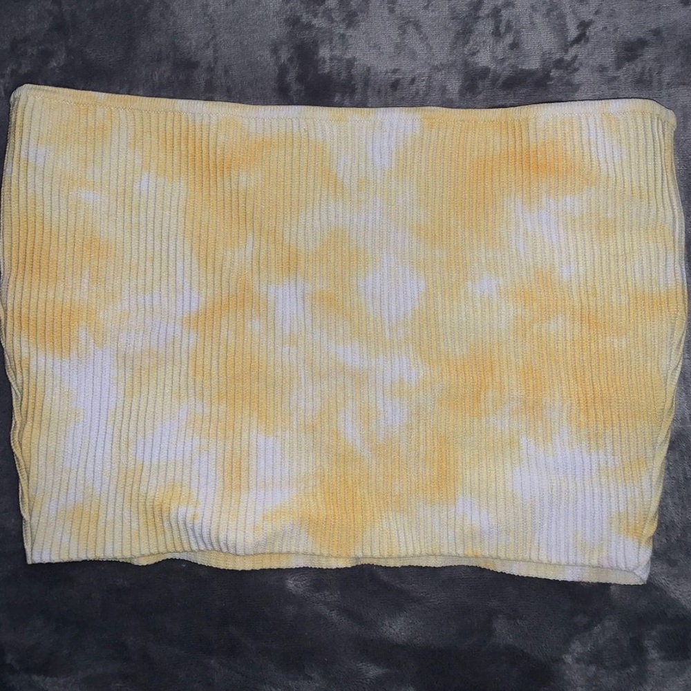 PacSun Yellow Tie Dye Ribbed Tube Top